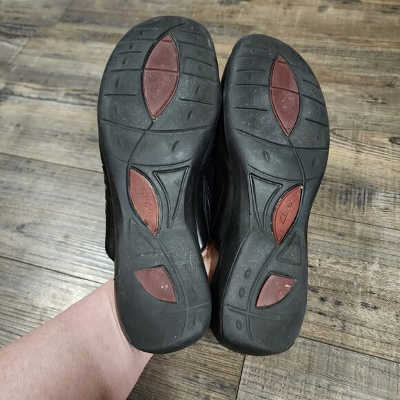 Clarks Artisan slide on shoes soft leather black sz 8.5M b39 - Picture 2 of 7